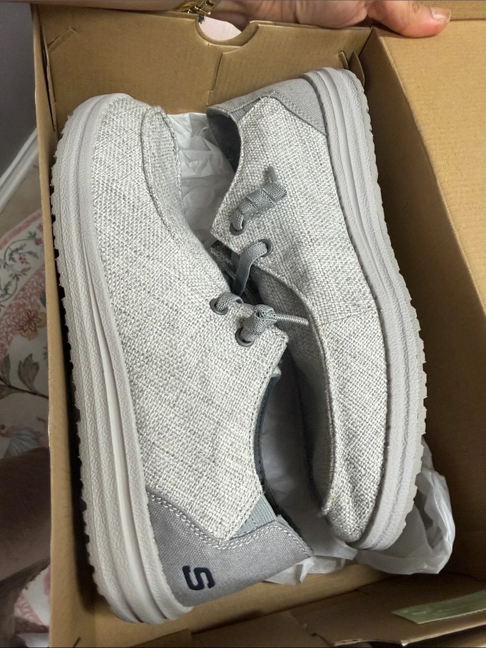 Skechers Gray Slip-On Knit Casual Sneakers - Picture 4 of 9